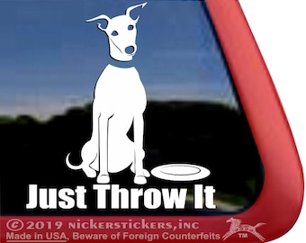 Jetez-le ! | DC783SP1 | Autocollant autocollant NickerStickers® en vinyle adhésif de qualité représentant un whippet disc pour fenêtre