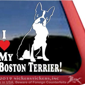I Love My Boston Terrier | DC1278HEA | High Quality Adhesive Vinyl Boston Terrier Window Decal Sticker