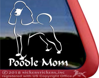 Poodle Mom| DC1199MOM | High Quality Adhesive Vinyl Poodle Outline Window Decal Sticker