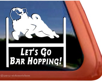 Bar Hopping - Pug | DC718BAR | High Quality Adhesive Vinyl Window Decal Sticker - 5" tall x 5" wide