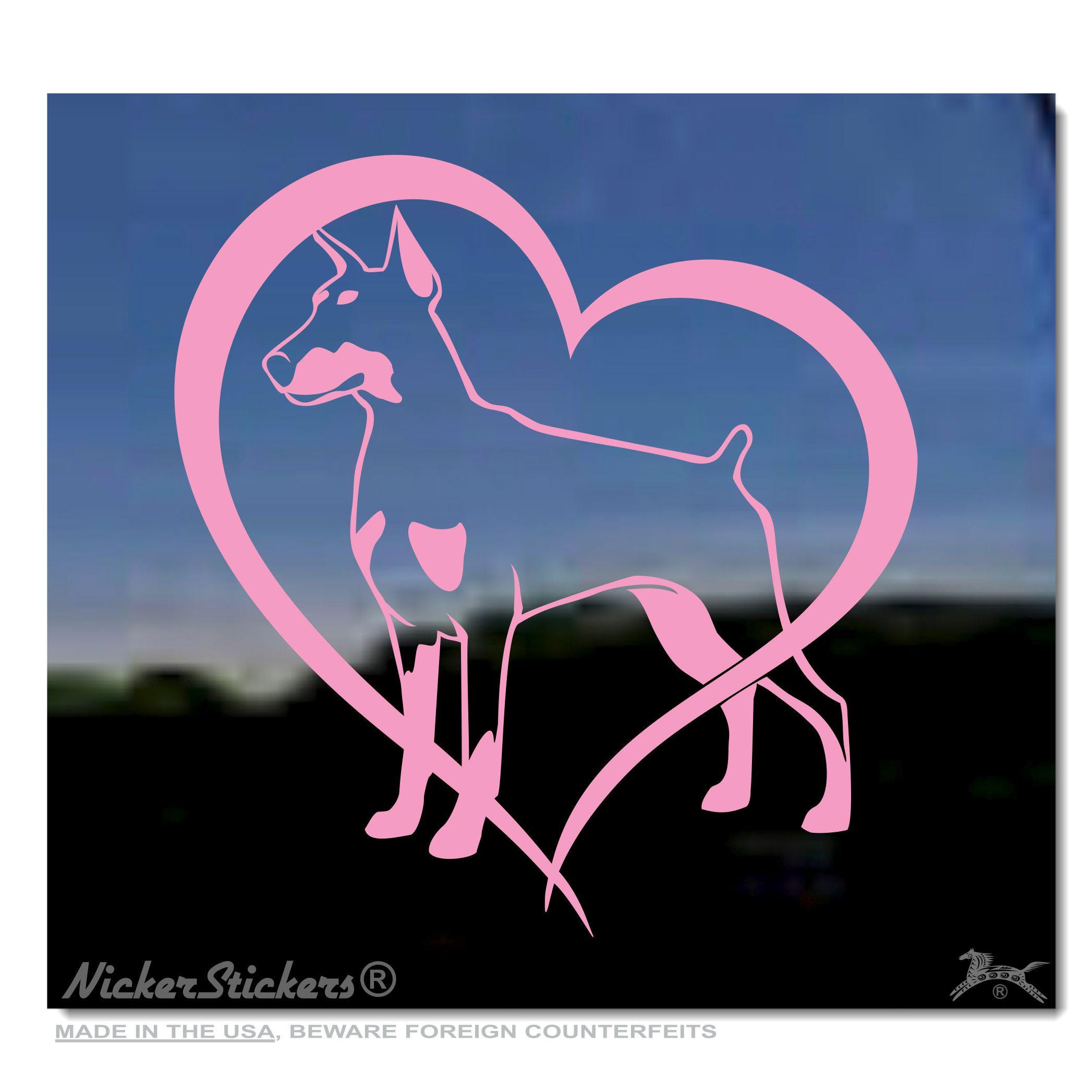 Custom Doberman Heart Decal | Add Text, Choose Size & Color