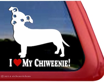 I Love My Chiweenie! | DC263HEA | High Quality Adhesive Vinyl Chiweenie Window Decal Sticker