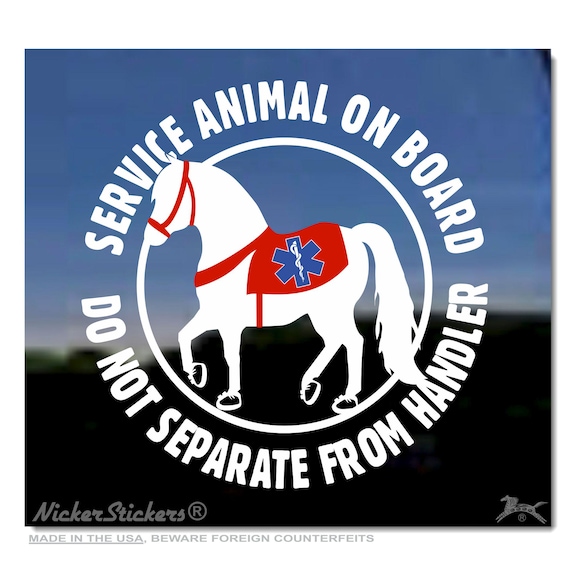 Service Animal On Board | High Quality Adhesive Vinyl Miniature Horse Window Decal Sticker