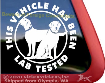 This Vehicle Has Been Lab Tested | DC1066SP1 | High Quality Adhesive Labrador Retriever Dog Pair Vinyl Window Decal Sticker