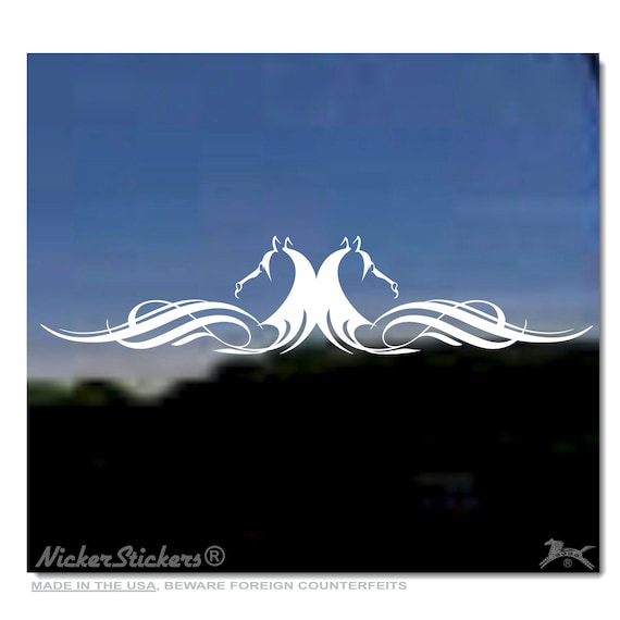 Custom Horse Head Flourish Decal | Choose Size, Color, Add Text | NickerStickers® High Quality Adhesive Vinyl Window Decal Sticker