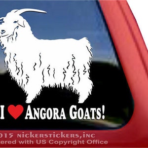 I Love Angora Goats!  | DC102HEA | High Quality Adhesive Vinyl Window Decal Sticker