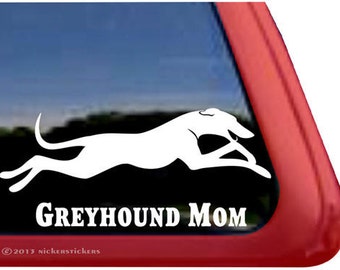 Greyhound Mom | DC843MOM | High Quality Adhesive Vinyl Greyhound Window Decal Sticker