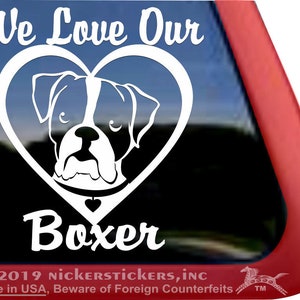 Wir lieben unseren Boxer | DC641HEA | Hochwertige Klebefolie Vinyl Boxer Fensteraufkleber Aufkleber