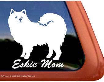 Eskie Mom | DC307MOM | High Quality Adhesive American Eskimo Dog Vinyl Window Decal Sticker