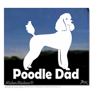 Papa caniche | Décalcomanie de fenêtre en vinyle adhésif standard pour caniche