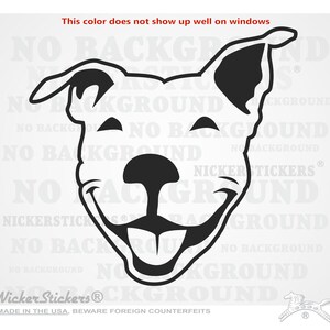 Custom Smiling Pit Bull | Choose Size, Color, Add Text | APBT Pitbull Terrier Dog Window Tablet Decal Sticker Black