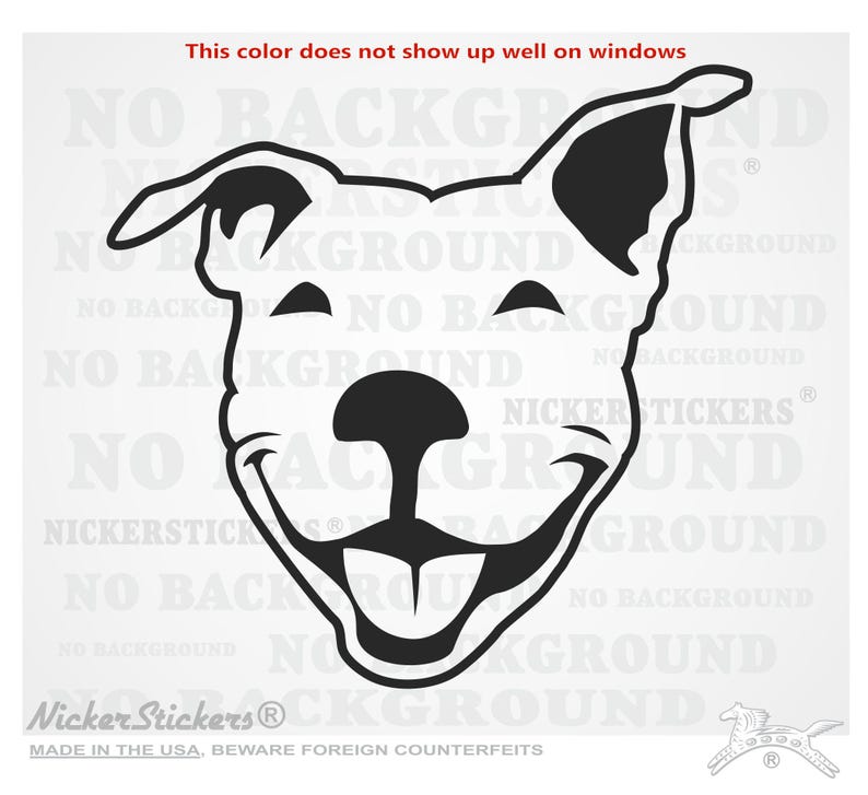 Custom Smiling Pit Bull | Choose Size, Color, Add Text | APBT Pitbull Terrier Dog Window Tablet Decal Sticker Black