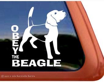 Obey The Beagle | NickerStickers® Adhesive Vinyl Beagle Window Decal Sticker
