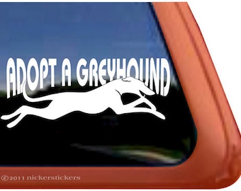 Adopt A Greyhound | DC843SP1 | High Quality Adhesive Vinyl Greyhound Window Decal Sticker