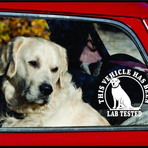 This Vehicle Has Been Lab Tested | High Quality Adhesive Labrador ...