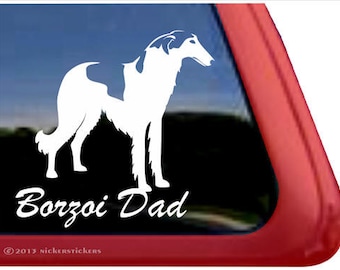 Borzoi Dad | DC831DAD | High Quality Adhesive Vinyl Borzoi Window Decal Sticker