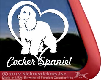 American Cocker Spaniel Love Heart | DC1290SP1 | High Quality Adhesive Vinyl Dog Window Decal Sticker