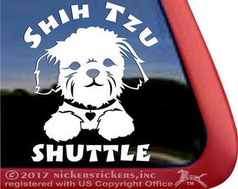 Shih Tzu Shuttle | DC1148CAR | High Quality Adhesive Vinyl Dog Window Decal Sticker