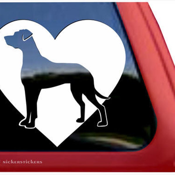 Natural Earred Great Dane Heart | DC560HRT | High Quality Adhesive Vinyl Window Decal Sticker
