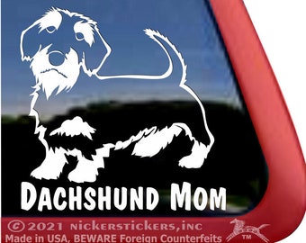 Dachshund Mom | DC1396MOM | High Quality Wirehaired Doxie Adhesive Vinyl Window Decal Sticker