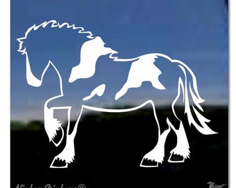 Personalisiertes Kaltblut Pferd | Wählen Sie Größe, Farbe, Text hinzufügen | Hochwertiger Fensteraufkleber Pferd