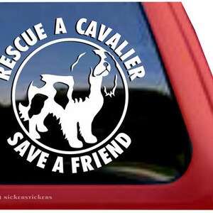 Rescue A Cavalier, Save A Friend | DC331RES | High Quality Adhesive Vinyl Window Decal Sticker
