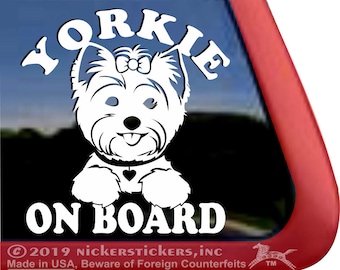 Yorkie On Board | DC1245OB | High Quality Adhesive Vinyl Yorkshire Terrier Window Decal Sticker