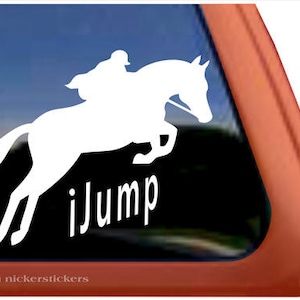 iJump Jumping Horse | DC439SP2 | High Quality Adhesive Vinyl Window Decal Sticker - 4.5&quot; tall x 5.75&quot; wide