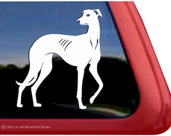 Autocollant Lévrier Mignon | DC239PL | Autocollant en vinyle adhésif de qualité NickerStickers® pour fenêtre
