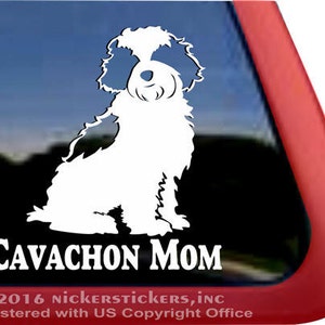 Cavachon Mom | DC1020MOM | High Quality Adhesive Vinyl Cavalier King Charles Spaniel Bichon Frise Cross Window Decal Sticker
