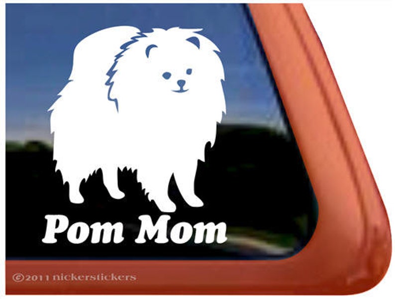 Pom Mom DC370MOM High Quality Adhesive Pomeranian Dog Vinyl Window Decal Sticker image 1