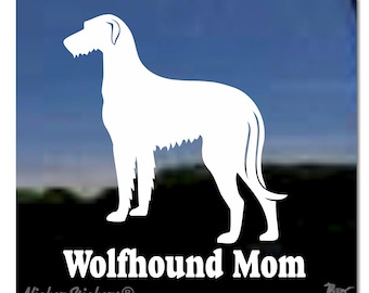 Wolfhound Mom | Quality Adhesive Irish Wolfhound Dog Vinyl Window Decal Sticker