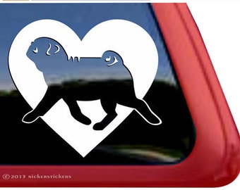Cute Pug Heart Decal | DC373HRT | High Quality Adhesive Vinyl Window Decal Sticker