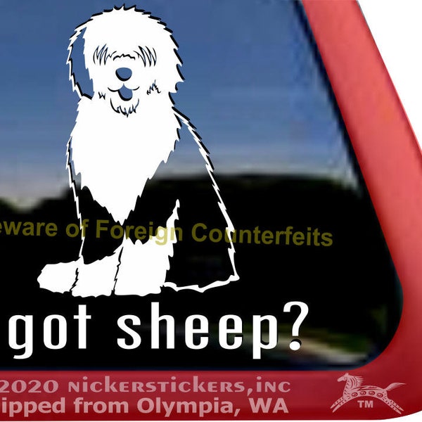 Got Sheep?  Old English Sheepdog | DC955GOT | High Quality Adhesive Vinyl Window Decal Sticker - 5" tall x 4.5" wide
