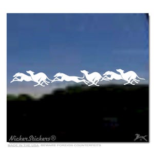 Running Dog Pack | 3.5&quot; tall x 28&quot; wide | Choose Color, Add Text | High Quality Adhesive Vinyl Greyhound Whippet Dogs Window Decal Sticker