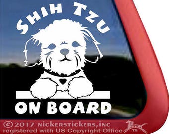 Shih Tzu On Board | DC1148OB | High Quality Adhesive Vinyl Dog Window Decal Sticker