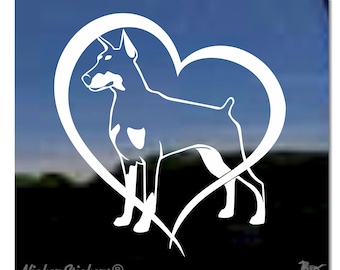 Custom Doberman Heart Decal | Add Text, Choose Size & Color
