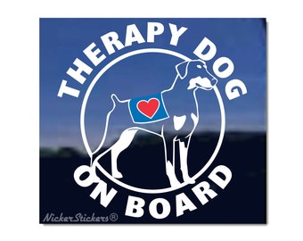 Therapy Dog On Board - Doberman Pinscher | High Quality Adhesive Vinyl Window Decal Sticker