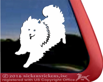 Jumping American Eskimo Dog | DC1080PL | High Quality Adhesive Vinyl Window Decal Sticker