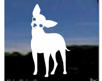 Aangepaste Chihuahua-sticker | Voeg tekst toe, kies formaat en kleur | Hoogwaardige zelfklevende vinyl raamsticker met Chihuahua-hond