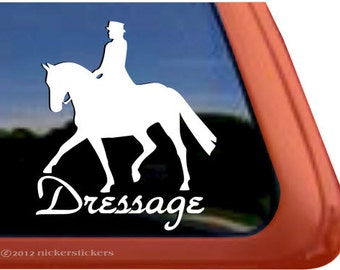 Dressage Horse Rider | DC758SP3 | High Quality Adhesive Vinyl Window Decal Sticker - 5" tall x 4.25" wide