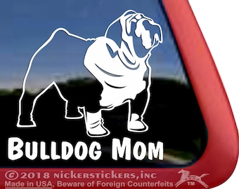 Bulldog Mom | DC326MOM | High Quality Adhesive Vinyl English Bulldog Dog Window Decal Sticker