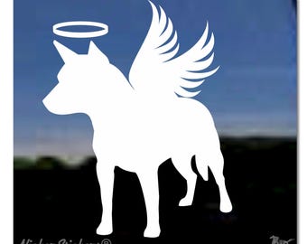 Australian Cattle Dog/Heeler Angel | Choose Size, Add Text | High Quality Adhesive Australian Cattle Dog Vinyl Window Decal Sticker