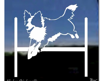Adesivo personalizzato per finestra con cane Border Collie Agility / Adesivo in vinile di alta qualità NickerStickers®