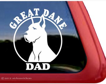 Great Dane Dad | DC741DAD | NickerStickers® Quality Adhesive Vinyl Great Dane (Cropped) Window Decal Sticker