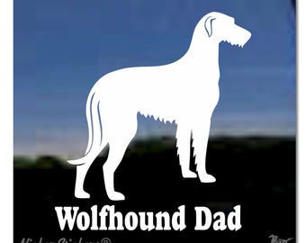 Wolfhound Dad | Quality Adhesive Irish Wolfhound Dog Vinyl Window Decal Sticker