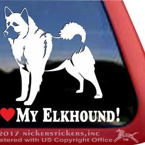 I Love My Elkhound | DC1000HEA | High Quality Norwegian Elkhound Dog Vinyl Window Decal Sticker