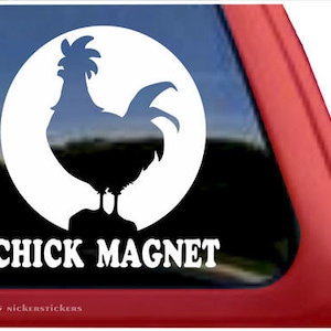 Chick Magnet | DC209SP4 | High Quality Adhesive Vinyl Rooster Window Decal Sticker