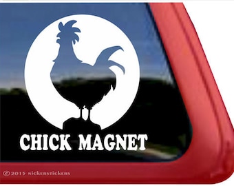 Chick Magnet | DC209SP4 | High Quality Adhesive Vinyl Rooster Window Decal Sticker