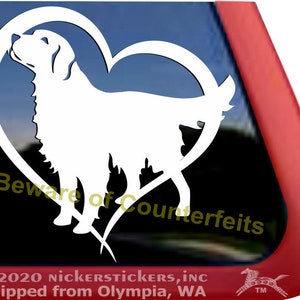 Cute Golden Retriever Heart Decal | DC347HRT | High Quality Adhesive Vinyl Window Decal Sticker